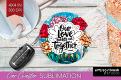 Family Quote Car Coaster - Stained Flass Flowers Coaster PNG Product Image 1