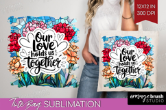 Family Quote Tote Bag - Stained Flass Flowers Tote Bag PNG Product Image 1