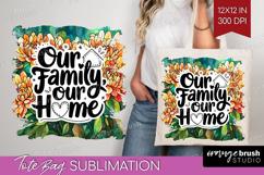 Family Quote Tote Bag - Stained Flass Flowers Tote Bag PNG Product Image 1