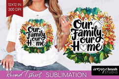 Family Quote Round Tshirt Background - Stained Flass Flowers Product Image 1