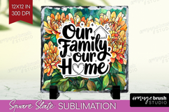 Family Quote Slate PNG - Stained Flass Flowers Square Slate Product Image 1