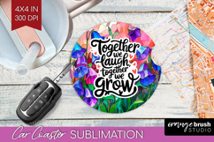 Family Quote Car Coaster - Stained Flass Flowers Coaster PNG Product Image 1