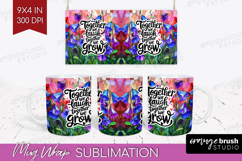 Family Quote Mug Wrap - Stained Flass Flowers Mug PNG Product Image 1