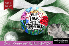 Family Quote Ornament PNG - Stained Flass Flowers PNG Product Image 1