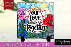 Family Quote Slate PNG - Stained Flass Flowers Square Slate Product Image 1