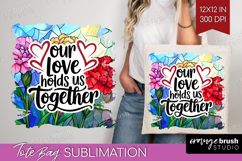 Family Quote Tote Bag - Stained Flass Flowers Tote Bag PNG Product Image 1