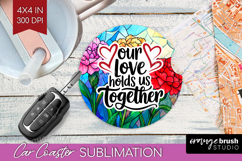 Family Quote Car Coaster - Stained Flass Flowers Coaster PNG Product Image 1