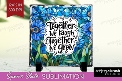 Family Quote Slate PNG - Stained Flass Flowers Square Slate Product Image 1