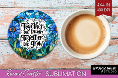 Family Quote Round Coaster - Stained Flass Flowers Coaster Product Image 1