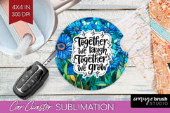 Family Quote Car Coaster - Stained Flass Flowers Coaster PNG Product Image 1