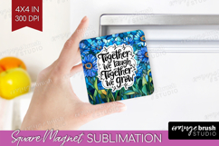 Family Quote Magnet Sublimation - Stained Flass Flowers PNG Product Image 1