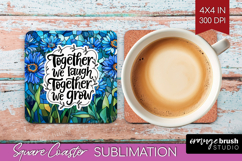 Family Quote Square Coaster - Stained Flass Flowers Coaster Product Image 1