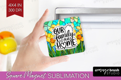 Family Quote Magnet Sublimation - Stained Flass Flowers PNG Product Image 1