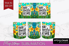 Family Quote Mug Wrap - Stained Flass Flowers Mug PNG Product Image 1