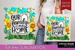 Family Quote Tote Bag - Stained Flass Flowers Tote Bag PNG Product Image 1
