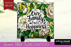 Family Quote Slate PNG - Stained Flass Flowers Square Slate Product Image 1