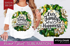 Family Quote Round Tshirt Background - Stained Flass Flowers Product Image 1