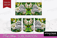 Family Quote Mug Wrap - Stained Flass Flowers Mug PNG Product Image 1