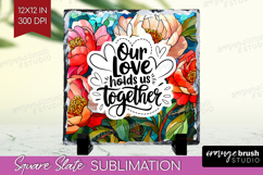 Family Quote Slate PNG - Stained Flass Flowers Square Slate Product Image 1