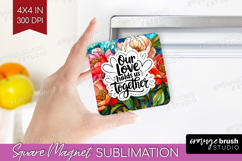 Family Quote Magnet Sublimation - Stained Flass Flowers PNG Product Image 1