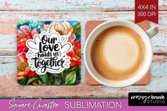 Family Quote Square Coaster - Stained Flass Flowers Coaster Product Image 1