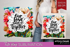 Family Quote Tote Bag - Stained Flass Flowers Tote Bag PNG Product Image 1
