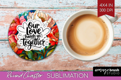 Family Quote Round Coaster - Stained Flass Flowers Coaster Product Image 1