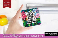 Family Quote Magnet Sublimation - Stained Flass Flowers PNG Product Image 1