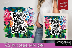 Family Quote Tote Bag - Stained Flass Flowers Tote Bag PNG Product Image 1
