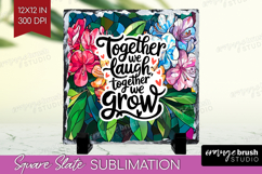 Family Quote Slate PNG - Stained Flass Flowers Square Slate Product Image 1