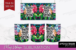 Family Quote Mug Wrap - Stained Flass Flowers Mug PNG Product Image 1