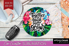 Family Quote Car Coaster - Stained Flass Flowers Coaster PNG Product Image 1