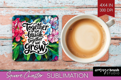 Family Quote Square Coaster - Stained Flass Flowers Coaster Product Image 1