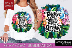 Family Quote Round Tshirt Background - Stained Flass Flowers Product Image 1