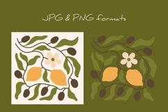 Olive &amp; Lemon Branches Mediterranean Abstract Botanical Art Product Image 3