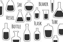 Glass Bottle Tube Container Flask Doodles Line Icons Product Image 3