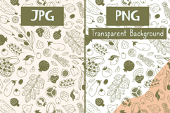 Fruits And Vegetables Doodle Seamless Pattern Digital Paper Product Image 3