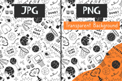 Basketball Doodle Seamless Pattern &amp; Digital Paper EPS PNG J Product Image 3