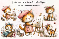 Summer Beach Cat Clipart PNG Product Image 1