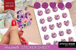 3D Flowers Round Sticker - Summer Printable Sticker Sheet Product Image 1
