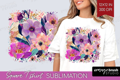 3D Flowers Square Tshirt Background - Summer PNG Sublimation Product Image 1