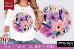 3D Flowers Round Tshirt Background - Summer PNG Sublimation Product Image 1