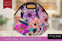 3D Flowers Lunch Bag - Summer Lunch Bug PNG Sublimation Product Image 1