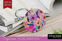 3D Flowers Keychain PNG - Summer Keychain Sublimation Product Image 1