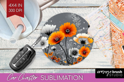 3D Flowers Car Coaster - Summer Coaster PNG Sublimation Product Image 1