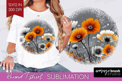 3D Flowers Round Tshirt Background - Summer PNG Sublimation Product Image 1