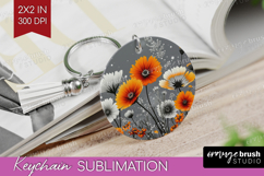 3D Flowers Keychain PNG - Summer Keychain Sublimation Product Image 1