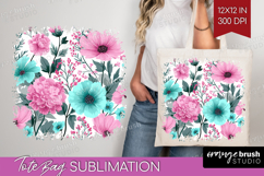 3D Flowers Tote Bag - Summer Tote Bag PNG Sublimation Product Image 1