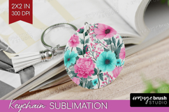 3D Flowers Keychain PNG - Summer Keychain Sublimation Product Image 1