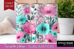 3D Flowers Tumbler Wrap - Summer Tumbler PNG Sublimation Product Image 1